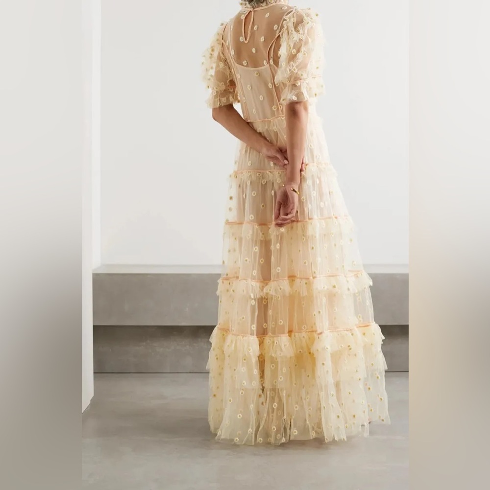 ✨Last Chance💋🌸🌼DÔEN ‘Orelia’ Daisy Embroidered Tiered Tulle Dress S✨ - Picture 7 of 15
